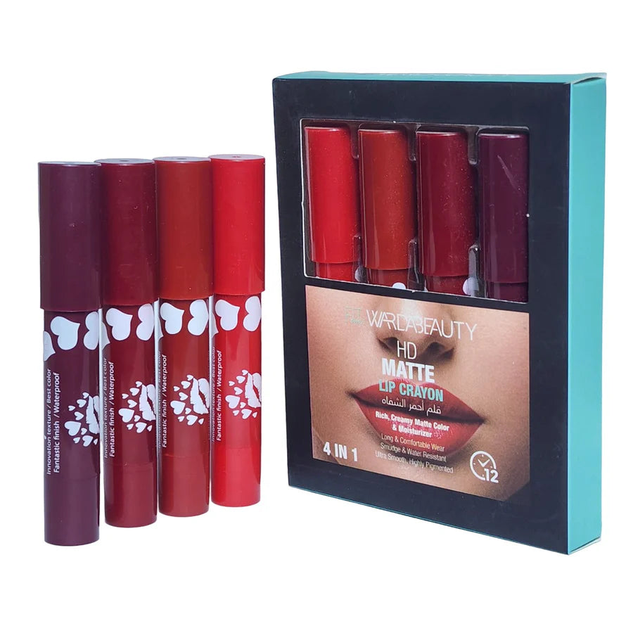 **Warda Beauty FIT Me HD Matte Lip Crayon Set (4PCS)**