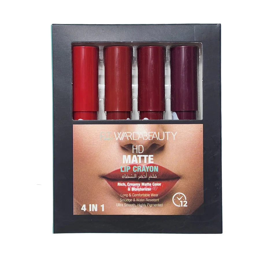 **Warda Beauty FIT Me HD Matte Lip Crayon Set (4PCS)**