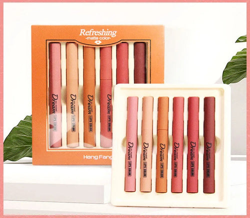 **HENG FANG Waterproof Matte Lipstick Set (6PCS)**