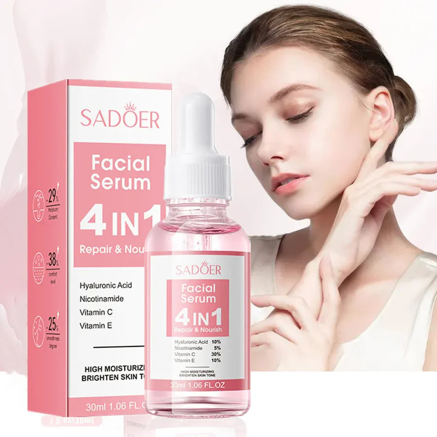 **SADOER 4-in-1 Hyaluronic Acid & Vitamin C Brightening Facial Serum 30ml**