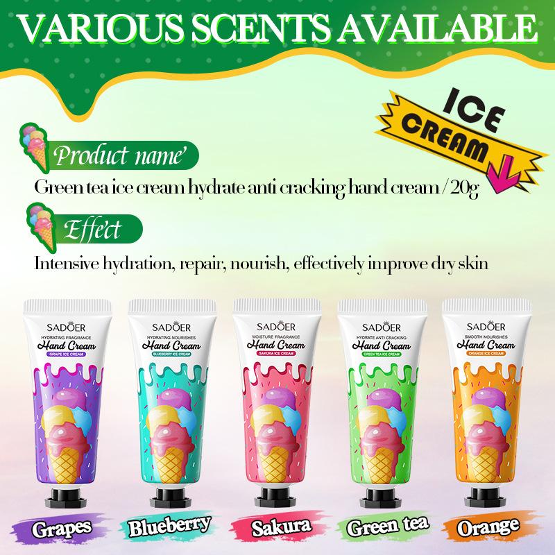 **SADOER Ice Cream Hydrating Hand Cream Set (5 × 20g)**