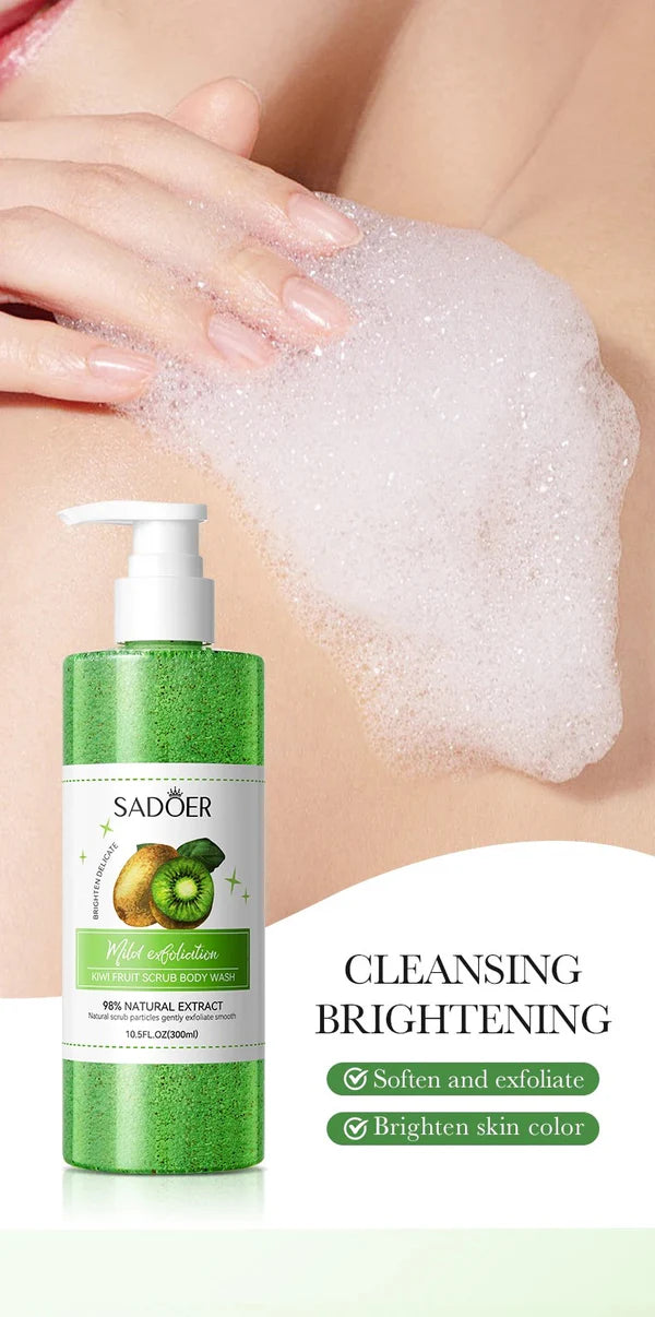 SADOER Kiwi Fruit Scrub Skin Hydrating Body Wash Exfoliating Lightening Whitening Shower Gel 500ml