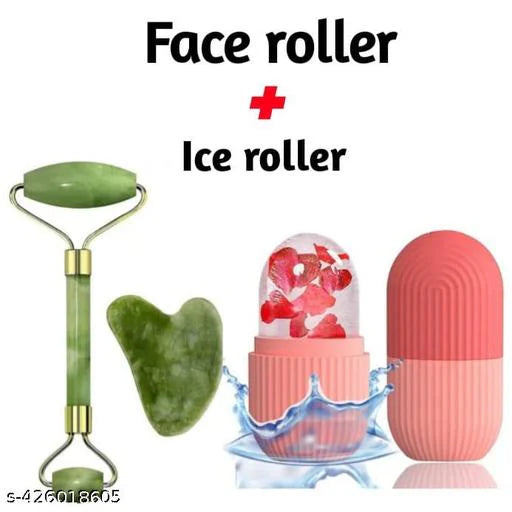 **Jade Roller Facial Massage Set with Gua Sha & Ice Roller**