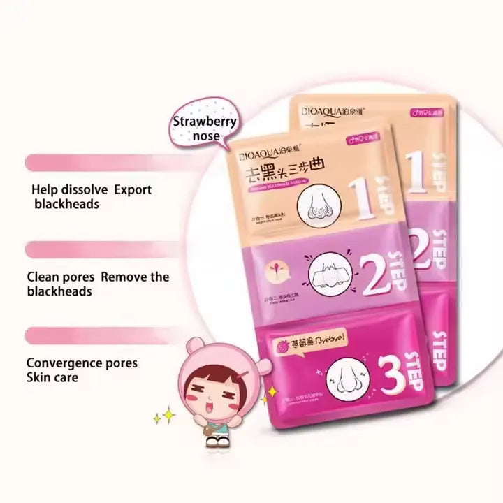 **BIOAQUA 3-Step Blackhead Remover Nose Mask 7×3g**