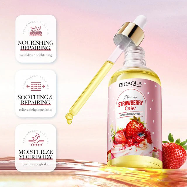 BIOAOUA Strawberry Cake Nourishing Face And Body Oil 100ml BQY48325