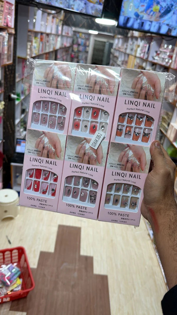 New DIY Press-On Nail Art Kit - Assorted 3D Designs & Patterns 1box*12pcs
