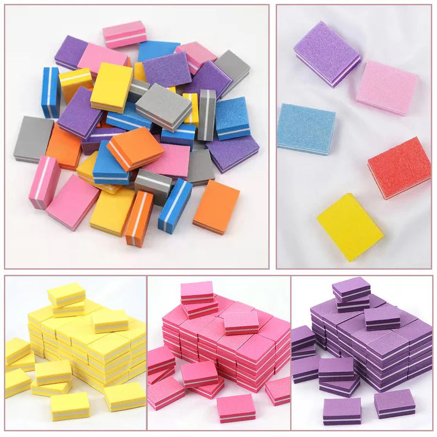 Double Sided Mini Nail File block Colorful Nail Polish Slip Buffer Strips
