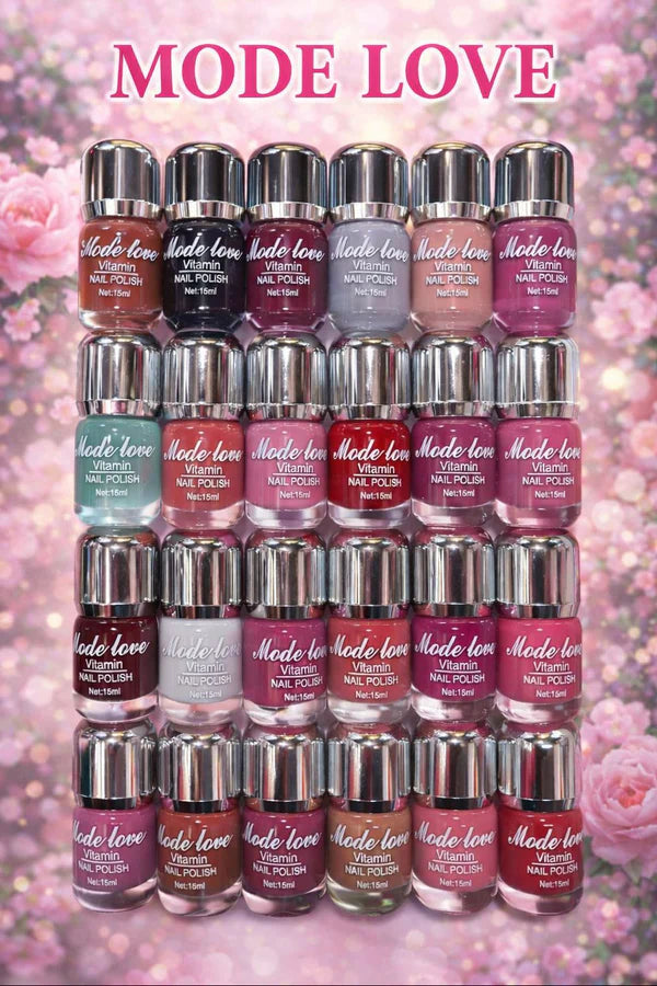 Mode Love Pack of 24 Blossom Vitamin Nail Polish Collection Permenant Nail Polish