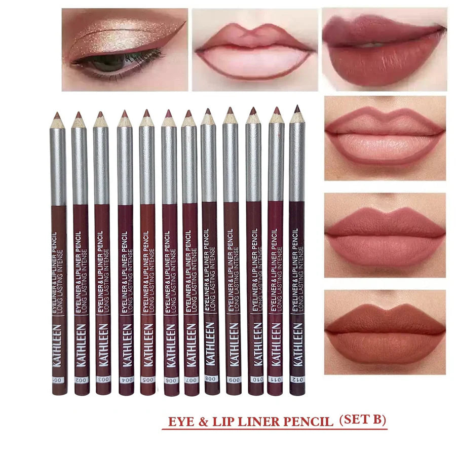 Pack of 06 pcs Long LastingEyeliner & lipliner Thick Pencil