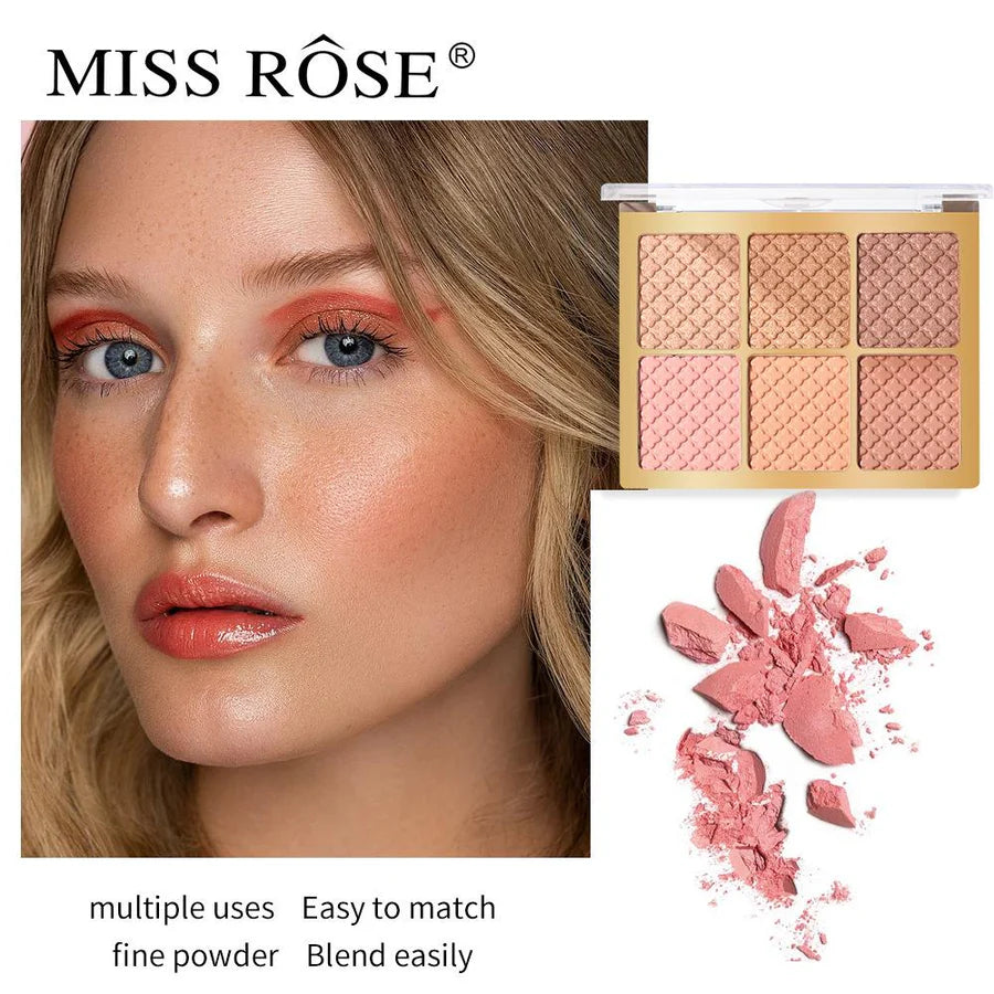 Missrose 6 Color Square Face Palette 3.5g 6004-03N