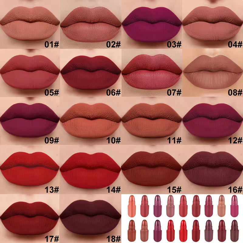 KS-One 18-Color Capsule Lipstick Set – Silky Smooth Matte Finish Mini Lipstick Pods (Travel Size & Portable)