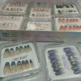 Luxury Press-On Nails with 3D Charms, Ombre Finishes, and Sparkling Rhinestones 1box*12pcs