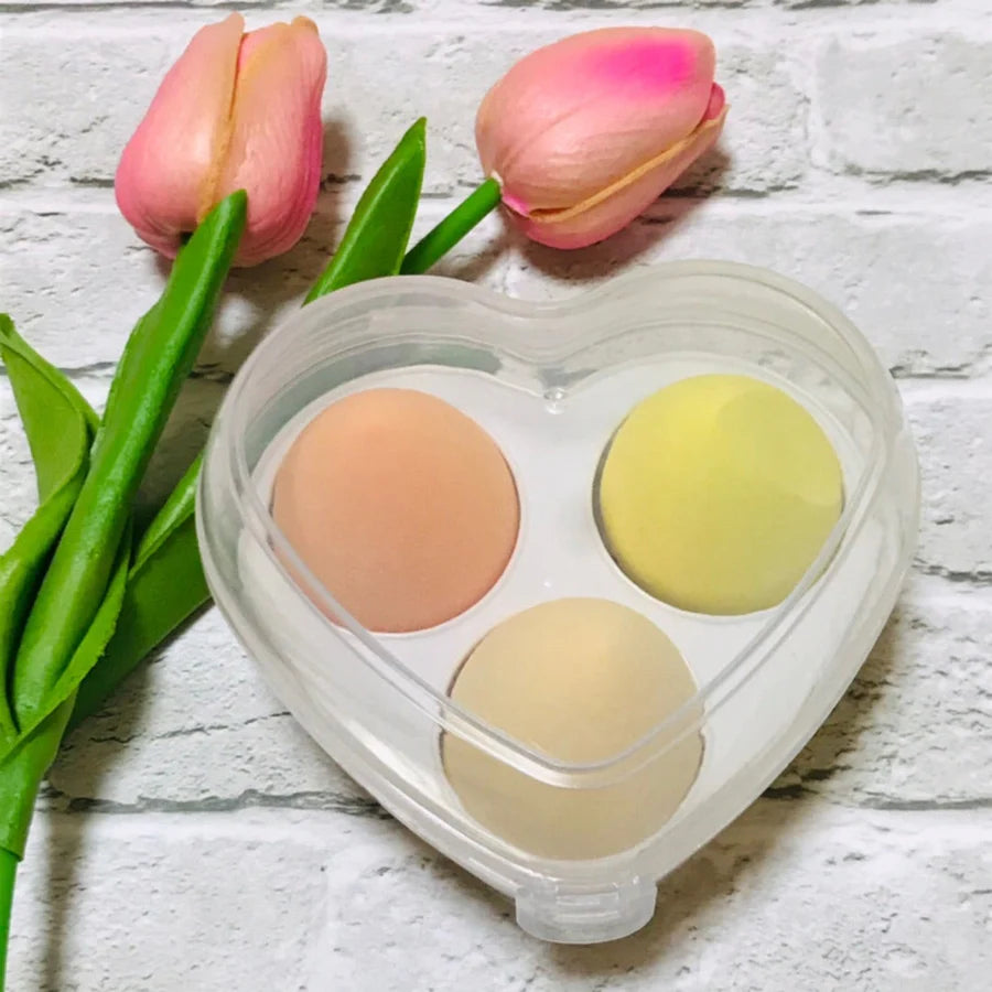 3-in-1 Makeup Sponge Set with Heart Box | Beauty Blender for Foundation