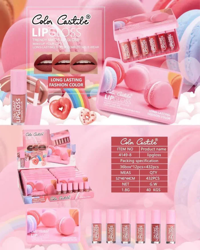Color Castle 6PCS Velvet Waterproof Lip Gloss Set