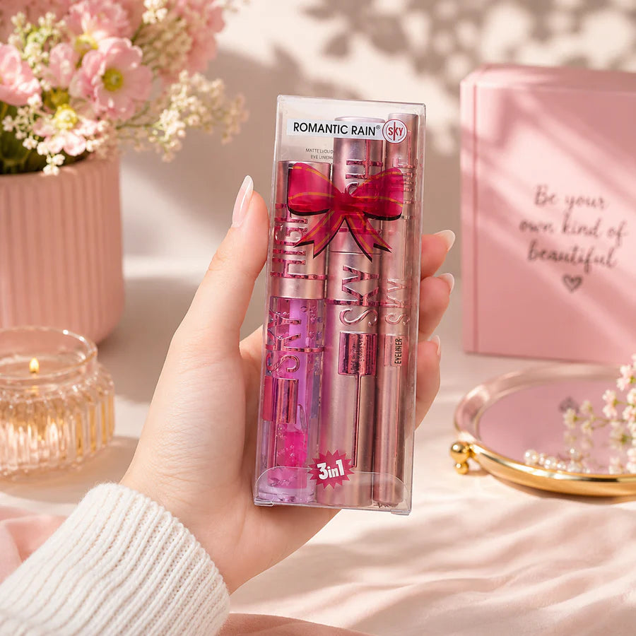 Romantic Rain 3pcs Sky High Set – Mascara, Eyeliner & Lip Gloss