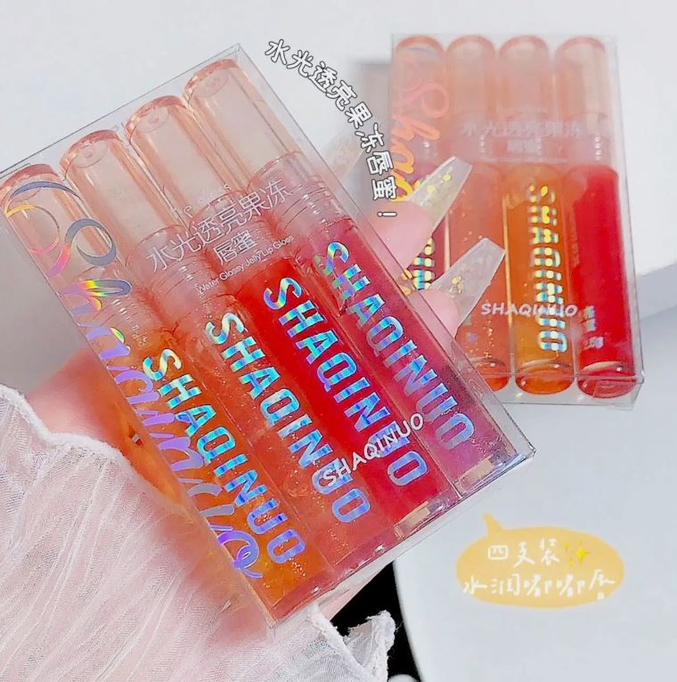 SHAQINUO Moisturizing Jelly Lip Gloss | Clear Glitter Lip Oil Set