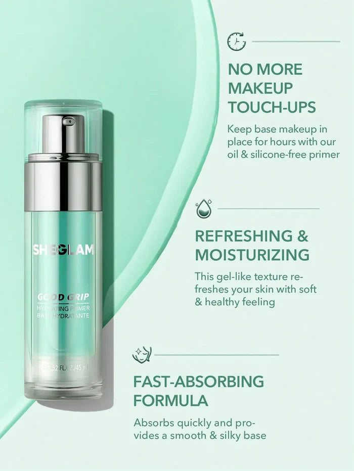 SHEGLAM Good Grip Hydrating Primer Oil Control Moisturising Primer Gek Smooth Fine Lines Oil And Silicone-Free Face Primer