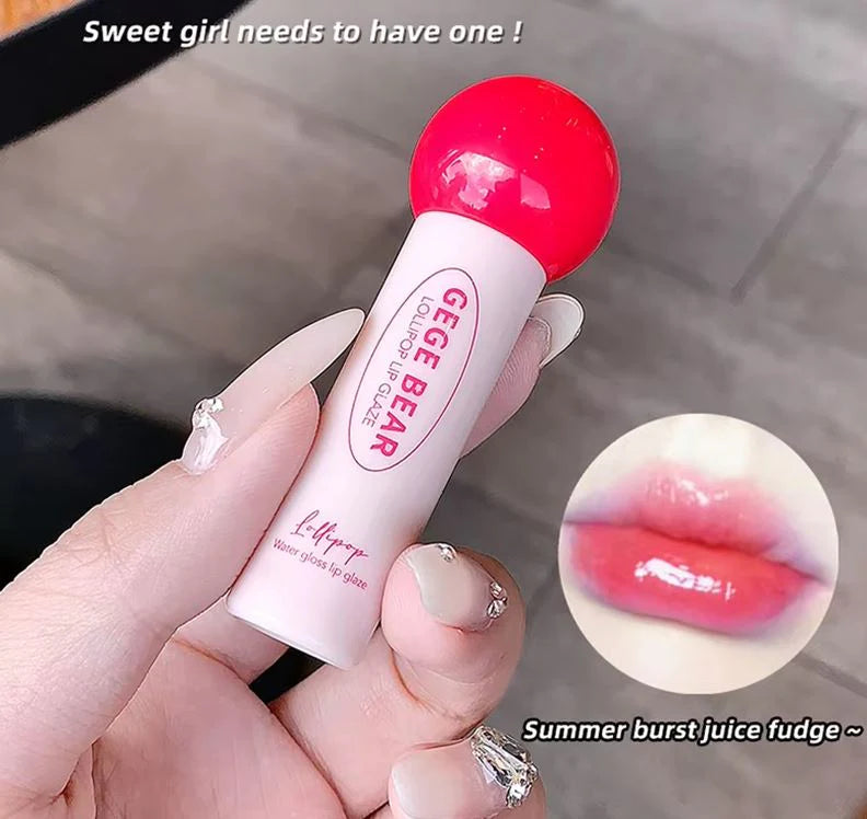 GEGE Bear 3PCS Lollipop Candy Water Lip Gloss Set | Shiny Lip Glaze