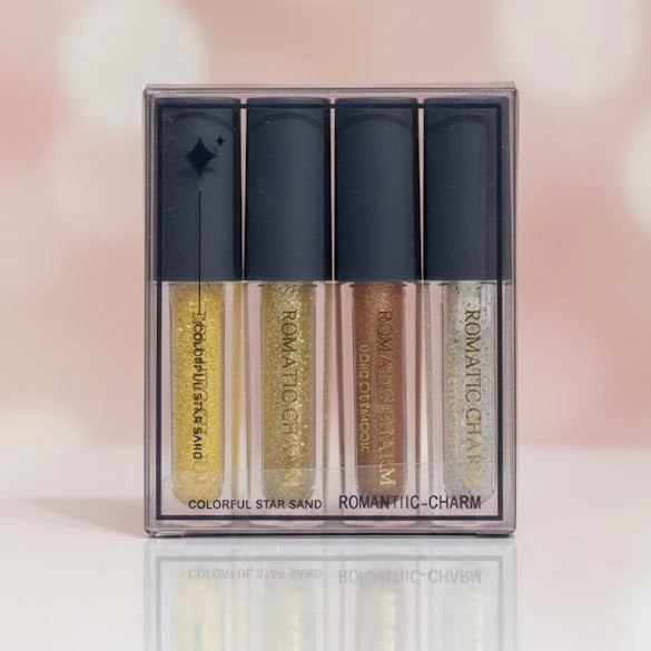 Romantic Charm 4Pcs Shimmer & Shine Liquid Glitter Eyeshadow Set