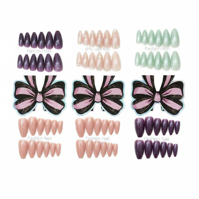 12pcs Artifial Nail "Fashion Nail" Professional Series – 6 Color Multi-Pack (Holographic & Chrome Finishes)1*12pcs Box
