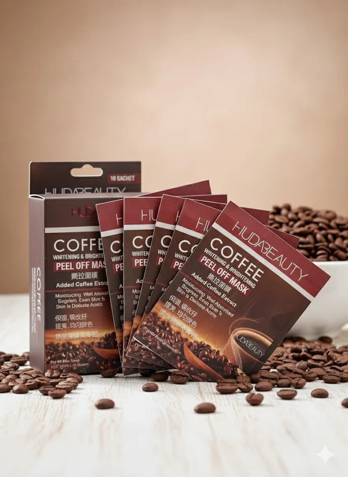HUDA BEAUTY Coffee Whitening & Brightening Peel-Off Mask (10 Sachet Pack)