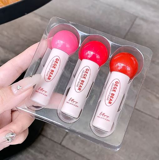 GEGE Bear 3PCS Lollipop Candy Water Lip Gloss Set | Shiny Lip Glaze
